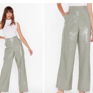 (NWOT) Cream Vinyl Wide-Leg Pants